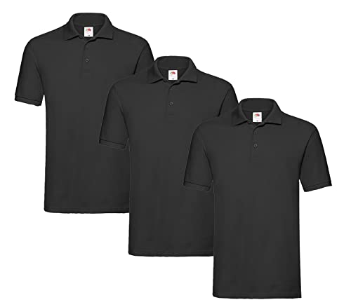 Fruit of the Loom Herren-Poloshirt 3er Schwarz XXL + 1 HL Kauf Block von Fruit of the Loom