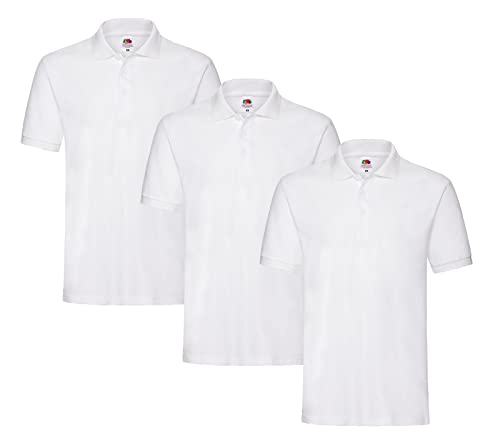 Fruit of the Loom Herren-Poloshirt 3er Weiss L + 1 HL Kauf Block von Fruit of the Loom