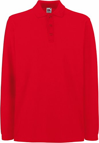 Fruit of the loom Herren Premium Long Sleeve Polo Poloshirt, Rot (Red 400), Medium von Fruit of the Loom