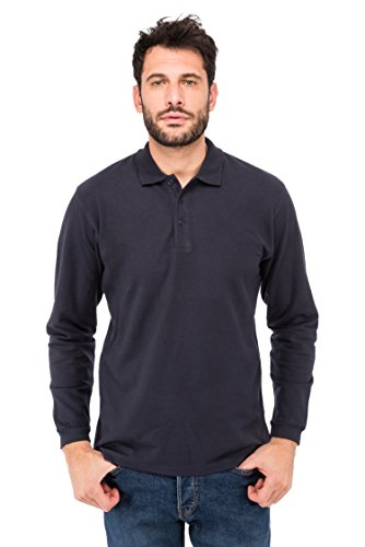 Fruit of the loom Herren Premium Long Sleeve Polo Poloshirt, Blau (Deep Navy Az), Large von Fruit of the Loom