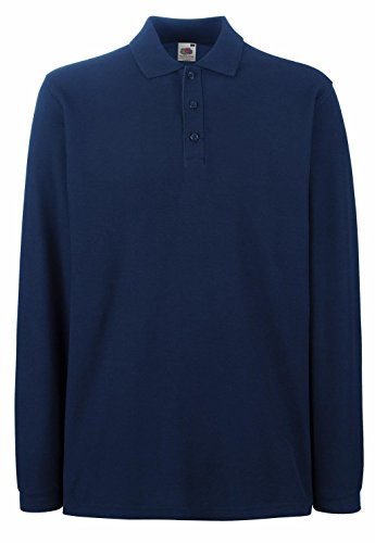 Fruit of the loom Herren Premium Long Sleeve Polo Poloshirt, Blau (Navy 200), Large von Fruit of the Loom