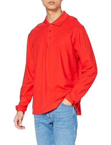 Fruit of the Loom Herren Premium-Langarm Poloshirt, rot, XXL von Fruit of the Loom