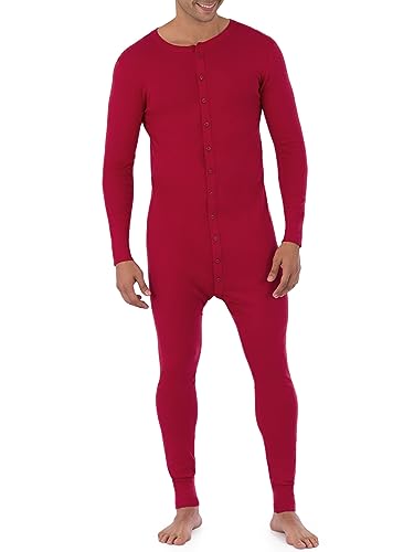 Fruit of the Loom Herren Premium Thermal Union Suit Pyjamahose, Rot/Ausflug, einfarbig (Getaway Solids), Medium von Fruit of the Loom