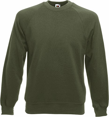 Fruit of the Loom Herren Pullover, Raglan, erhältlich in 13 Farben - Grün - Classic Olive - Größe L L,Grün - Classic Olive von Fruit of the Loom