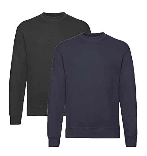 Fruit of the Loom Herren Pullover - 1Schwarz/1D.Navy + 1 HLKauf-Notizblock - Größe: 3XL von Fruit of the Loom