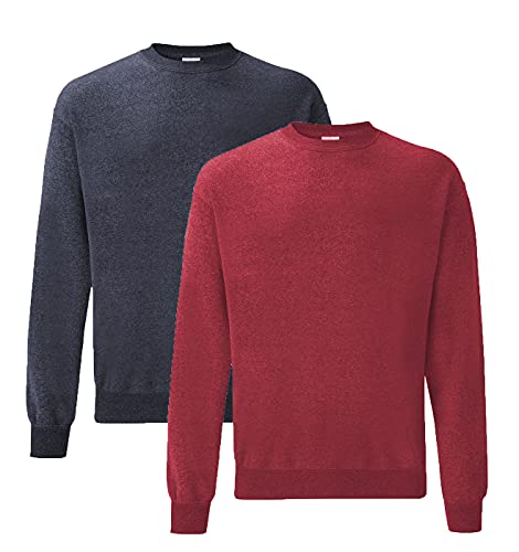 Fruit of the Loom Herren Pullover - 1Vin.Navy/1Vin.Red + 1 HLKauf-Notizblock - Größe: L von Fruit of the Loom