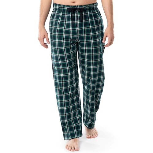 Fruit of the Loom Herren Pyjamahose aus Gewebtem Flanell in Garnfarbe Pyjamaunterteil, Grünes Plaid, Small von Fruit of the Loom