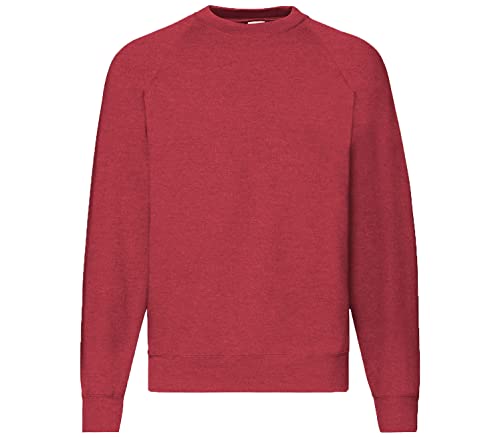 Fruit of the Loom Herren Raglan Sweat Sweatshirt L, Vintage Heather Red + 1 HL-Kauf Notizblock von Fruit of the Loom