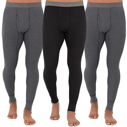 Fruit of the Loom Herren Recycelte Premium Waffel Thermounterwäsche Lange Unterhose (1, 2, 3 und 4 Packungen) Pyjamaunterteil, Greystone Heather/Greystone Heather/Black, 5X-Groß von Fruit of the Loom