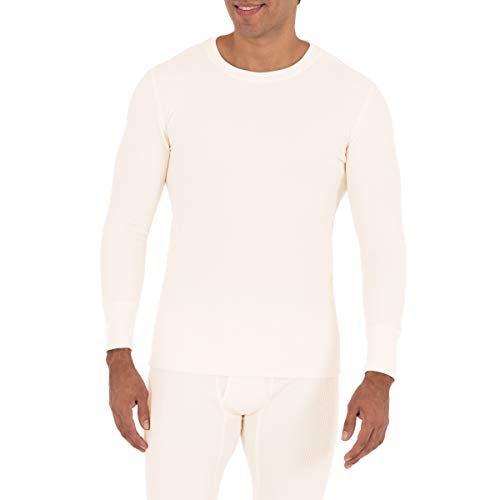 Fruit of the Loom Herren Recycled Waffle Thermal Underwear Crew Top (1 and 2 Packs) Pyjamaoberteil, Natürlich, 2X von Fruit of the Loom
