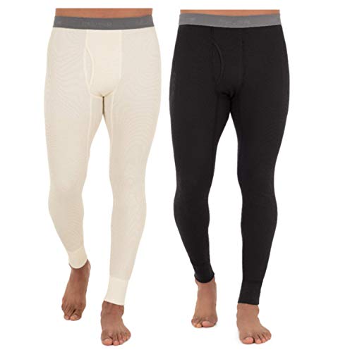 Fruit of the Loom Herren Recycelte Premium Waffel Thermounterwäsche Lange Unterhose (1, 2, 3 und 4 Packungen) Pyjamaunterteil, Schwarz/Natur, Mittel (2er Pack) von Fruit of the Loom
