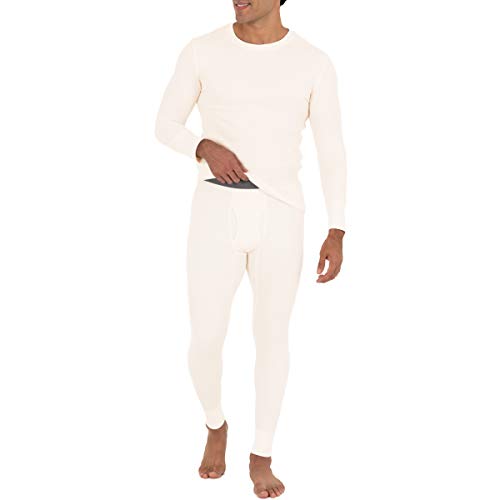 Fruit of the Loom Herren Recycled Waffle Thermal Underwear (Top and Bottom) Pyjama Set, Natur, Medium von Fruit of the Loom