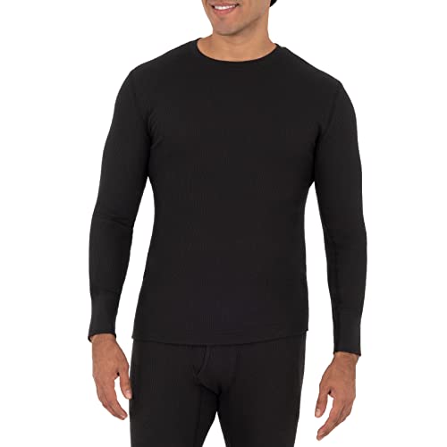 Fruit of the Loom Herren Recycled Waffle Thermal Underwear Crew Top (1 and 2 Packs) Pyjamaoberteil, Schwarz, 5X von Fruit of the Loom