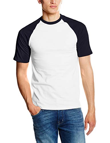 Fruit of the Loom Herren Regular Fit, T-Shirt, Baseball, 61-026-0-White/ Navy, GR. XX-Large (Herstellergröße: XX-Large), Mehrfarbig von Fruit of the Loom