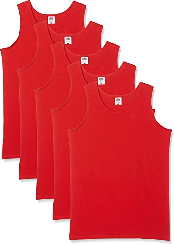 Fruit of the Loom Herren Regular Fit Unterhemd 5-Pack Athletic Mens, Rot (Red), Small von Fruit of the Loom