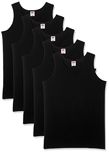 Fruit of the Loom Herren Regular Fit Unterhemd 5-Pack Athletic Mens, Schwarz (Black), 3XL von Fruit of the Loom