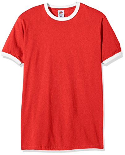 Fruit of the Loom Herren Ringer Premium T-Shirt, rot/weiß, XL von Fruit of the Loom