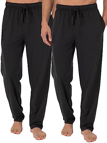 Fruit of the Loom Herren Schlafhose aus Jersey-Strick in erweiterten Größen Pyjamaunterteil, Schwarz/Schwarz (2er-Pack), XXL Hoch von Fruit of the Loom