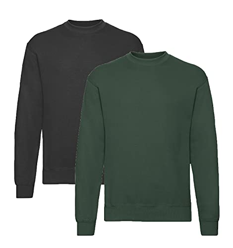 Fruit of the Loom Herren Set-in Sweat Sweatshirt - 1Schwarz/1Flaschengruen + 1 HLKauf-Notizblock - Größe: 3XL Fruit of the Loom Herren Set-in Sweat Sweatshirt - 1Schwarz/1Flaschengruen + 1 HLKauf-Notizblock - Größe: 3XL von Fruit of the Loom