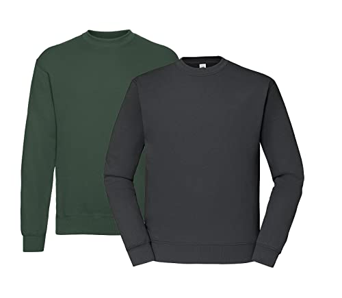 Fruit of the Loom Herren Set-in Sweat Sweatshirt - 1x Flaschengrün, 1x Graphit & 1x HLKauf Block - Größe: XL von Fruit of the Loom