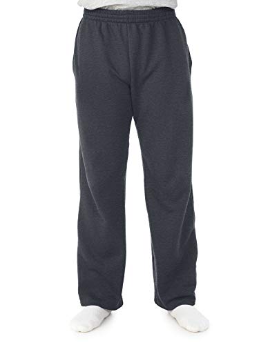 Fruit of the Loom Herren Sofspun Fleece-Jogginghose mit offenem Boden Trainingshose, Dunkelgrau meliert, X-Groß von Fruit of the Loom
