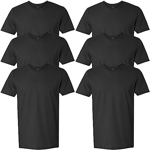 Fruit of the Loom Herren Stay Tucked Crew T-Shirt, Regular – 6 Stück, schwarz, XX-Large von Fruit of the Loom