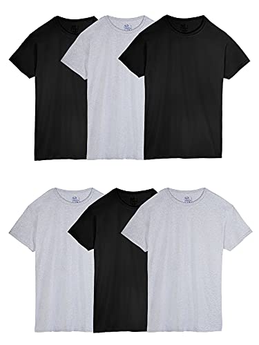 Fruit of the Loom Herren Stay Tucked Crew T-Shirt, Regular – 6er-Pack schwarz/grau, XL von Fruit of the Loom