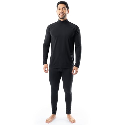 Fruit of the Loom Herren Sueded Jersey Mock Neck Thermal Underwear Base Layer Baselayer-Set, Schwarz, XX-Large von Fruit of the Loom