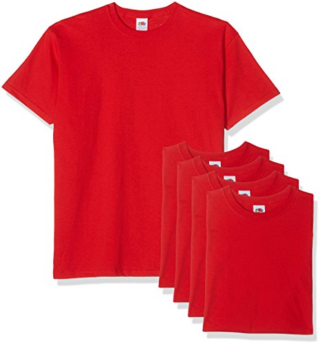 Fruit of the Loom Herren Super Premium, Kurze Ärmel T-Shirt, rot, S (5er Pack) von Fruit of the Loom