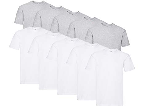 Fruit of the Loom Herren Super Premium Short Sleeve T-Shirt, Weiss/Grau, XL von Fruit of the Loom