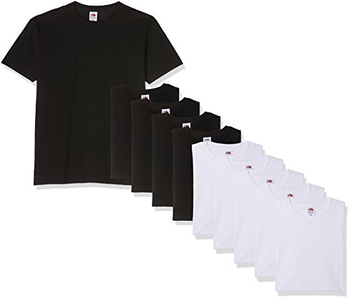 Fruit of the Loom Herren Super Premium Short Sleeve T-Shirt, weiß/schwarz, S (10er Pack) von Fruit of the Loom