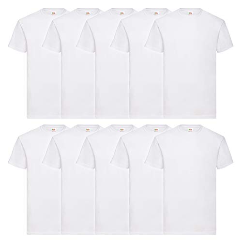 Fruit of the Loom Herren Super Premium Short Sleeve T-Shirt (10er Pack), Farbe:weiß, Größe:5XL von Fruit of the Loom