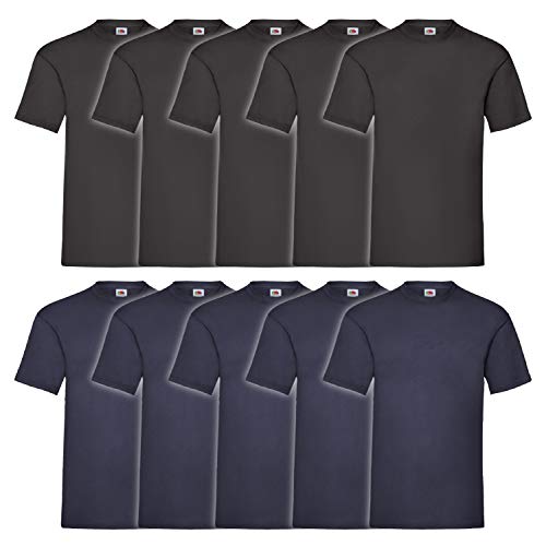 Fruit of the Loom Herren Super Premium Short Sleeve T-Shirt (10er Pack), Größe:3XL, Farbe:Schwarz/Navy von Fruit of the Loom