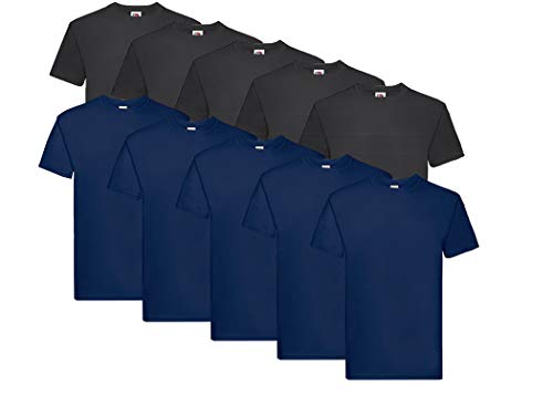 Fruit of the Loom Herren Super Premium Short Sleeve T-Shirt (10er Pack), Größe:3XL, Farbe:Schwarz/Navy von Fruit of the Loom