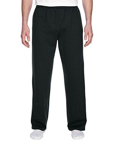 Fruit of the Loom Herren Fleece-Hose mit Taschen, offener Unterseite Trainingshose, Schwarz, XXL von Fruit of the Loom