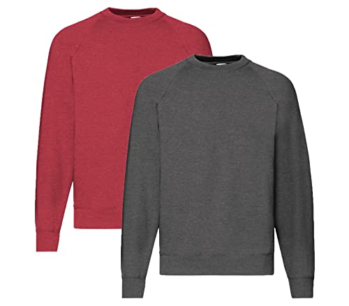 Fruit of the Loom Herren Sweatshirts M L XL XXL 3XL 4XL auch Sets XL, 1x Vintage Heather Red + 1x Dark Heather + 1 HL-Kauf Notizblock von Fruit of the Loom