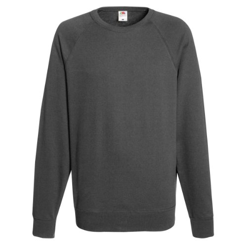 Fruit of the Loom Herren Sweatshirt mit Raglanärmeln, Rundhalsausschnitt, Grau (Light Graphite), XL von Fruit of the Loom