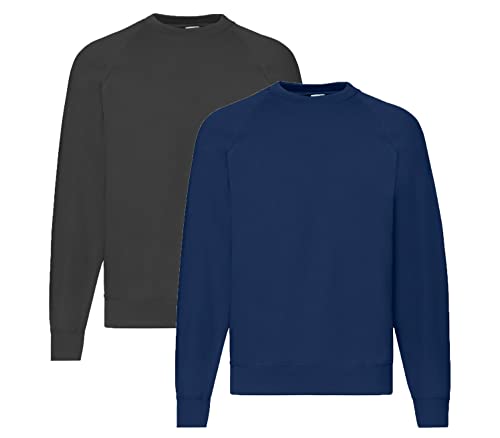 Fruit of the Loom Herren Sweatshirts M L XL XXL 3XL 4XL auch Sets 4XL, 1x Navy + 1x Schwarz + 1 HL-Kauf Notizblock von Fruit of the Loom