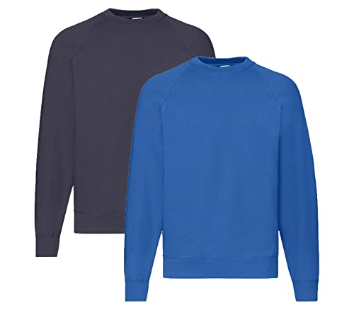 Fruit of the Loom Herren Sweatshirts M L XL XXL 3XL 4XL auch Sets M, 1x DeepNavy + 1x Royal + 1 HL-Kauf Notizblock von Fruit of the Loom