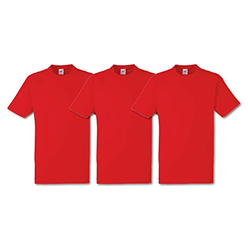 Fruit of the Loom Herren T-Shirt, 3er Pack, Gr. Small, Rot von Fruit of the Loom