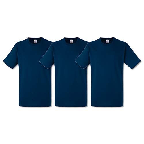 Fruit of the Loom Herren T-Shirt, 3er Pack, Gr. XX-Large, Blau - Marineblau von Fruit of the Loom