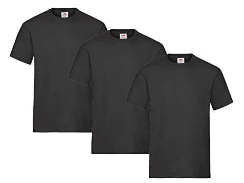 Fruit of the Loom Herren Heavy T-Shirt 3er Pack, 3 x Schwarze & 1 HL Kauf Notizblock, XXL Fruit of the Loom Herren Heavy T-Shirt 3er Pack, 3 x Schwarze & 1 HL Kauf Notizblock, XXL von Fruit of the Loom