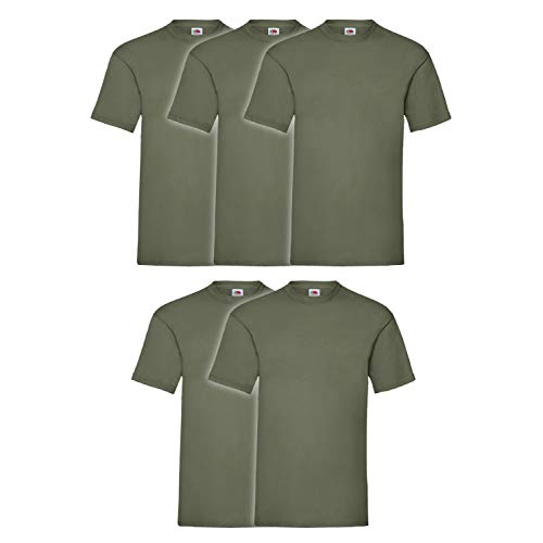 Fruit of the Loom Herren T-Shirt (5er Pack), Farbe:Oliv, Größe:2XL von Fruit of the Loom