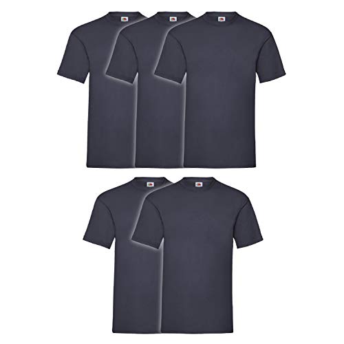 Fruit of the Loom Valueweight Herren-T-Shirt, kurzärmelig, 5 Stück, Dunkles Marineblau, XXL von Fruit of the Loom