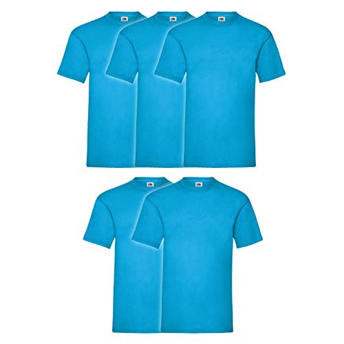 Fruit of the Loom Herren T-Shirt (5er Pack), Farbe:azurblau, Größe:3XL von Fruit of the Loom