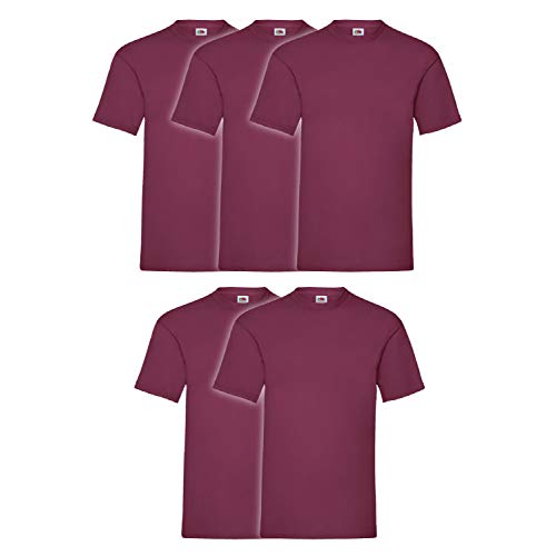 Fruit of the Loom Herren T-Shirt (5er Pack), Größe:M, Farbe:Burgund von Fruit of the Loom