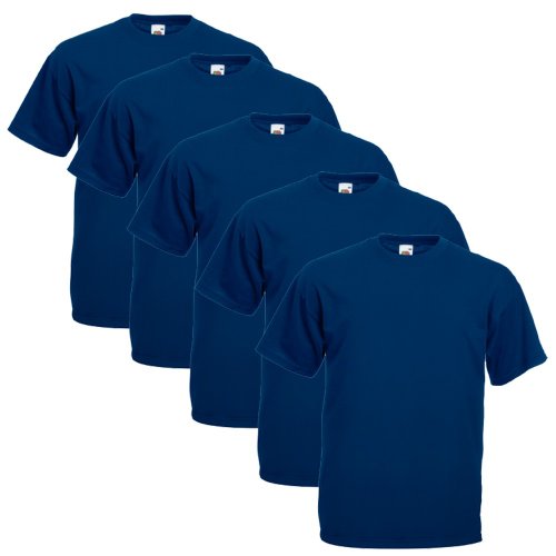 Fruit of the Loom Herren T-Shirt 5 er PackRegular Fit 11182V XXL,Blau - Navy von Fruit of the Loom