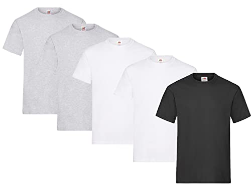 Fruit of the Loom Herren T-Shirt Heavy T auch Farbsets M L XL XXL 3XL 5 Pack,2X Grau + 2X Weiss + 1x Schwarz + 1 HL Kauf Notizblock-M Fruit of the Loom Herren T-Shirt Heavy T auch Farbsets M L XL XXL 3XL 5 Pack,2X Grau + 2X Weiss + 1x Schwarz + 1 HL Kauf Notizblock-M von Fruit of the Loom