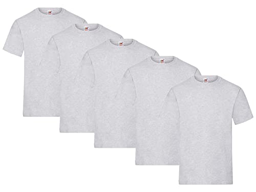 Fruit of the Loom Herren T-Shirt Heavy T auch Farbsets M L XL XXL 3XL 5 Pack,5er Grau + 1 HL Kauf Notizblock-M von Fruit of the Loom