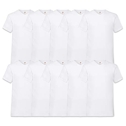 Fruit of the Loom Herren V-Neck Valueweight T-Shirt, weiß, XL (10er Pack) von Fruit of the Loom